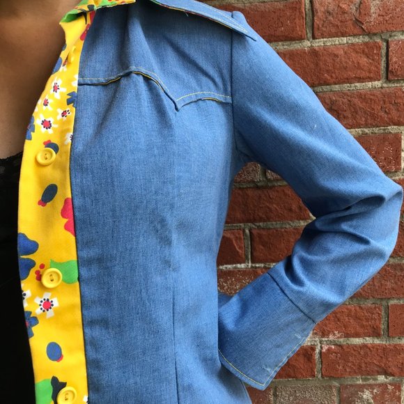 Funky vintage denim button down shirt oversized s - Picture 2 of 7